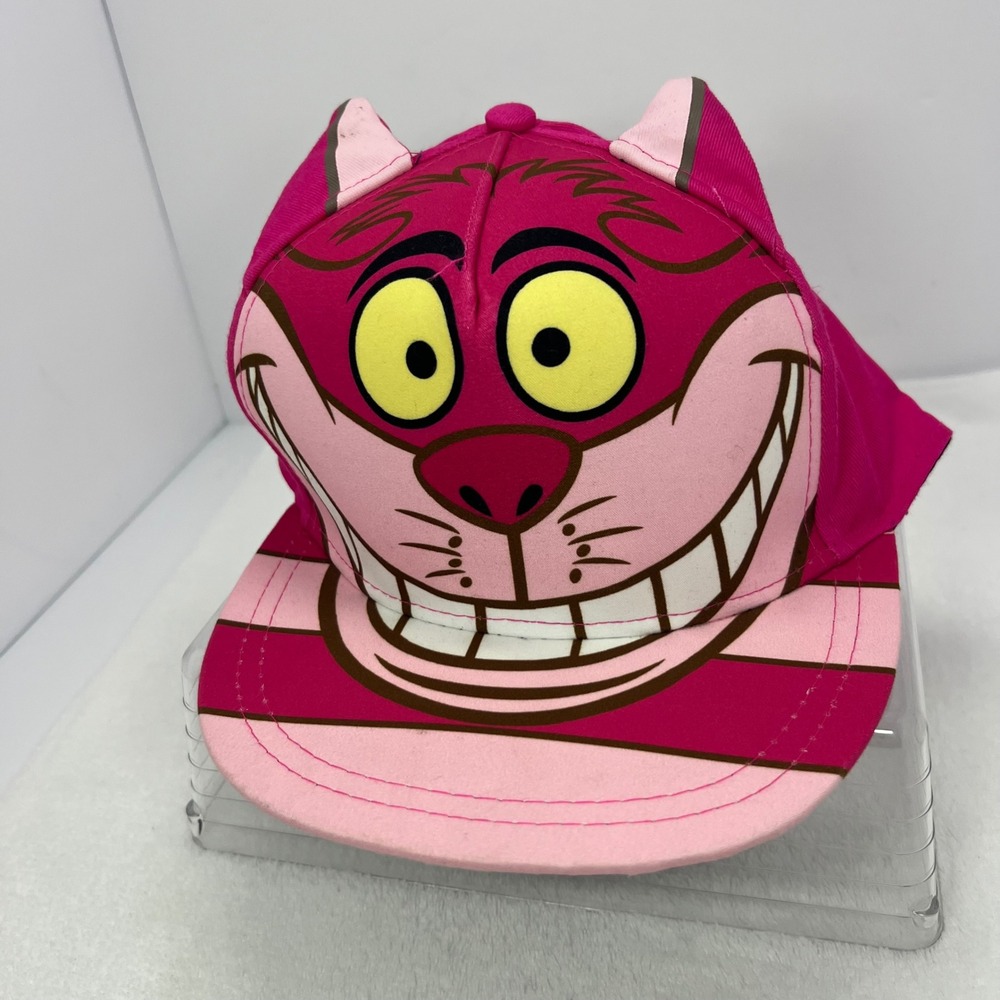 Disney Cheshire Cat Hat Adult OSFM Pink New Alice in Wonderland 3D Ears Snapback